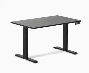 Desky Dual Bamboo Sit Stand Desk - Dark Bamboo / 48 x 30 in / Matte Black