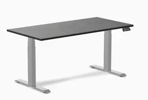 Desky Dual Bamboo Sit Stand Desk - Dark Bamboo / 60 x 30 in / Grey