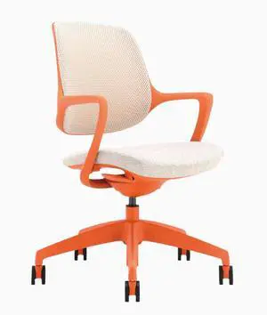 Desky Evoque Low Back Office Chair - Orange + White / No