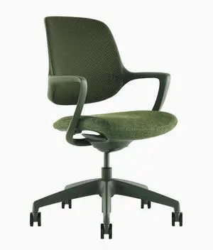 Desky Evoque Low Back Office Chair - Dark Green / No