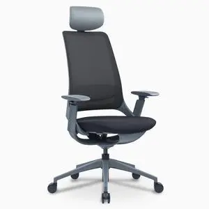 Desky Pulse Supportive Desk Chair - Black / Gray / Headrest