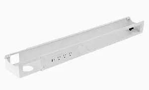 Desky Integrated Cable & Power Channel - 3 Plugs + 1 x USB-C + 1 x USB / White