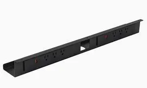 Desky Mini Cable & Power Tray - Black / 6 Plugs + 2 x USB-C + 2 x USB