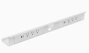 Desky Mini Cable & Power Tray - White / 6 Plugs + 2 x USB-C + 2 x USB
