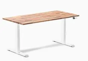 Desky Dual Softwood Sit Stand Desk - Acacia / 60 x 30 in / White Desky Dual Softwood Sit Stand Desk - Acacia / 60 x 30 in / White