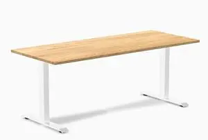 Desky Zero Hardwood Office Desk - White Oak / 72 x 30 in / White