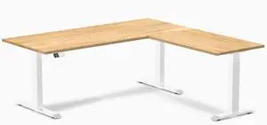Desky Hardwood L-Shape Sit Stand Desk - White Oak / 72 x 30 x 70 x 24 in / White