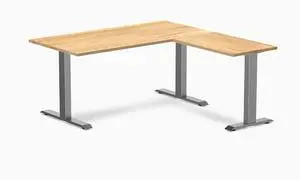 Desky Zero Hardwood L-Shape Office Desk - White Oak / 60 x 30 x 62 x 20 in / Space Gray