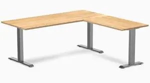 Desky Zero Hardwood L-Shape Office Desk - White Oak / 72 x 30 x 70 x 24 in / Space Gray
