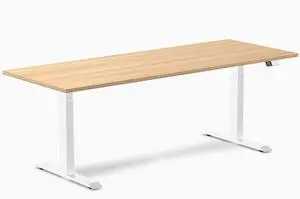 Desky Dual Laminate Sit Stand Desk - Sublime Teak / 78.7 x 29.5 in / White Desky Dual Laminate Sit Stand Desk - Sublime Teak / 78.7 x 29.5 in / White