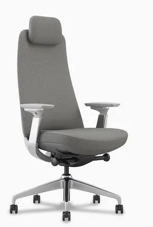 Desky Pinnacle Executive Office Chair - Light Grey / Polished Aluminium