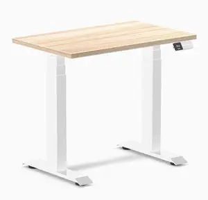 Desky Dual Mini Sit Stand Desk - Classic Oak / 32 x 20 in / White Desky Dual Mini Sit Stand Desk - Classic Oak / 32 x 20 in / White
