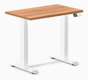 Desky Dual Mini Sit Stand Desk - Prime Oak / 32 x 20 in / White
