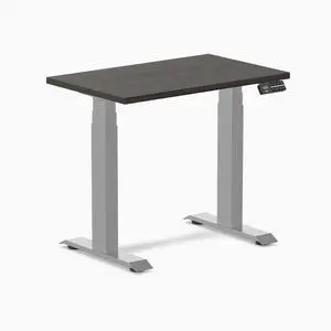 Desky Dual Mini Sit Stand Desk - Burnished Wood / 32 x 20 in / Gray Desky Dual Mini Sit Stand Desk - Burnished Wood / 32 x 20 in / Gray