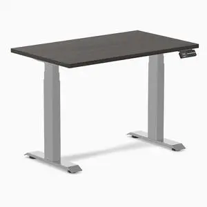 Desky Dual Mini Sit Stand Desk - Burnished Wood / 40 x 24 in / Gray Desky Dual Mini Sit Stand Desk - Burnished Wood / 40 x 24 in / Gray