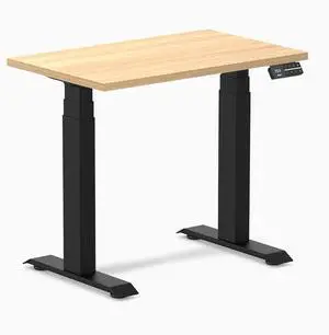 Desky Dual Mini Sit Stand Desk - Sublime Teak / 32 x 20 in / Matte Black Desky Dual Mini Sit Stand Desk - Sublime Teak / 32 x 20 in / Matte Black