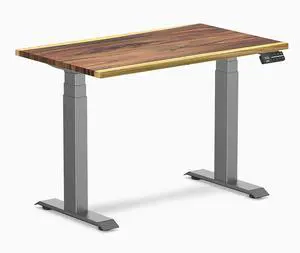 Desky Dual Mini Hardwood Sit Stand Desk - Saman / 40 x 24 in / Space Gray