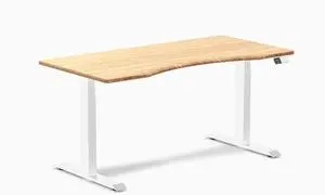 Desky Dual Ergo Edge Sit Stand Desk - Bamboo / 60 x 30 in / White Desky Dual Ergo Edge Sit Stand Desk - Bamboo / 60 x 30 in / White