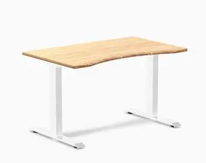 Desky Zero Ergo Edge Office Desk - Bamboo / 48 x 30 in / White
