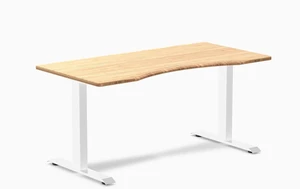 Desky Zero Ergo Edge Office Desk - Bamboo / 60 x 30 in / White Desky Zero Ergo Edge Office Desk - Bamboo / 60 x 30 in / White