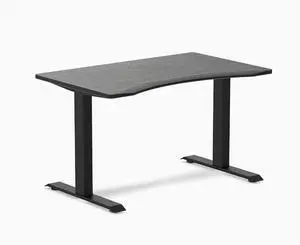 Desky Zero Ergo Edge Office Desk - Dark Bamboo / 48 x 30 in / Matte Black