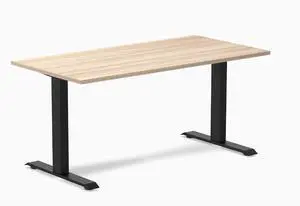 Desky Zero Laminate Office Desk - Classic Oak / 59 x 29.5 in / Matte Black