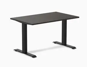 Desky Zero Laminate Office Desk - Burnished Wood / 47.2 x 29.5 in / Matte Black