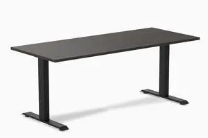 Desky Zero Laminate Office Desk - Burnished Wood / 70.9 x 29.5 in / Matte Black