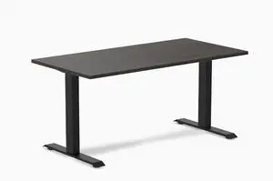 Desky Zero Laminate Office Desk - Burnished Wood / 59 x 29.5 in / Matte Black