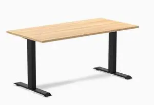 Desky Zero Laminate Office Desk - Sublime Teak / 59 x 29.5 in / Matte Black