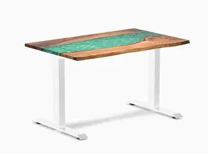 Desky Resin Hardwood Office Desk - Walnut Emerald River / 48 x 30 in / White