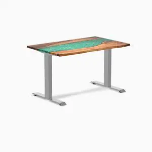 Desky Resin Hardwood Office Desk - Walnut Emerald River / 48 x 30 in / Gray Desky Resin Hardwood Office Desk - Walnut Emerald River / 48 x 30 in / Gray