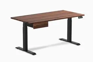 Desky Dual Hardwood Standing Desk With Drawer - Walnut / 60 x 30 in / Matte Black