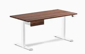 Desky Dual Hardwood Standing Desk With Drawer - Walnut / 60 x 30 in / White Desky Dual Hardwood Standing Desk With Drawer - Walnut / 60 x 30 in / White