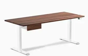 Desky Dual Hardwood Standing Desk With Drawer - Walnut / 72 x 30 in / White Desky Dual Hardwood Standing Desk With Drawer - Walnut / 72 x 30 in / White