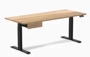 Desky Dual Hardwood Standing Desk With Drawer - White Oak / 72 x 30 in / Matte Black