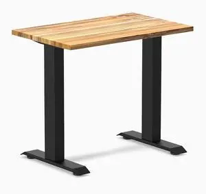 Desky Zero Mini Hardwood Office Desk - Teak / 32 x 20 in / Matte Black