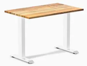 Desky Zero Mini Hardwood Office Desk - Teak / 40 x 24 in / White Desky Zero Mini Hardwood Office Desk - Teak / 40 x 24 in / White