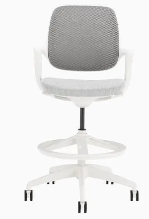 Desky Evoque Low Back Office Chair - White / Drafting Kit