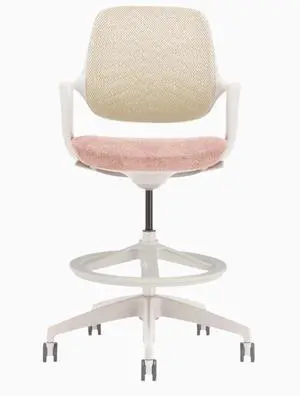 Desky Evoque Low Back Office Chair - White + Peach / Drafting Kit
