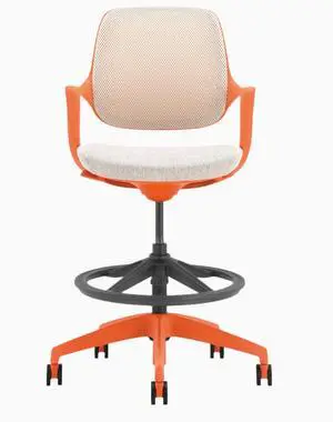 Desky Evoque Low Back Office Chair - Orange + White / Drafting Kit