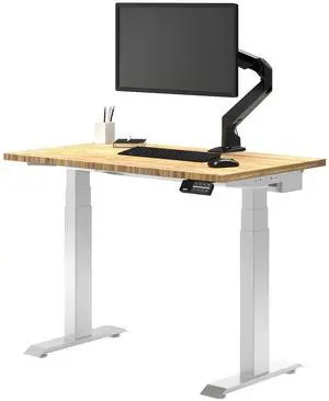 Desky Dual Mini Bamboo Sit Stand Desk - Bamboo / 32 x 20 in / White Desky Dual Mini Bamboo Sit Stand Desk - Bamboo / 32 x 20 in / White