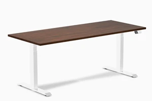 Desky Dual Rubberwood Sit Stand Desk - Red Walnut / 72 x 30 in / White