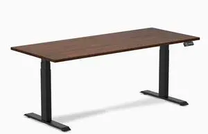 Desky Dual Rubberwood Sit Stand Desk - Red Walnut / 72 x 30 in / Matte Black Desky Dual Rubberwood Sit Stand Desk - Red Walnut / 72 x 30 in / Matte Black
