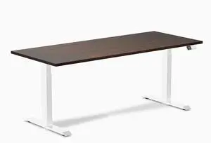 Desky Dual Rubberwood Sit Stand Desk - Dark Walnut / 72 x 30 in / White Desky Dual Rubberwood Sit Stand Desk - Dark Walnut / 72 x 30 in / White