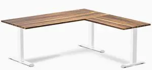 Desky Zero Hardwood L-Shape Office Desk - Pheasantwood / 72 x 30 x 70 x 24 in / White Desky Zero Hardwood L-Shape Office Desk - Pheasantwood / 72 x 30 x 70 x 24 in / White
