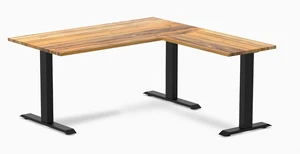Desky Zero Hardwood L-Shape Office Desk - Teak / 60 x 30 x 62 x 20 in / Matte Black Desky Zero Hardwood L-Shape Office Desk - Teak / 60 x 30 x 62 x 20 in / Matte Black