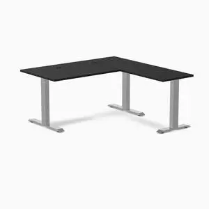 Desky Zero Laminate L-Shape Office Desk - Black / 59 x 29.5 x 61 x 19.7 in with Grommets / Gray Desky Zero Laminate L-Shape Office Desk - Black / 59 x 29.5 x 61 x 19.7 in with Grommets / Gray