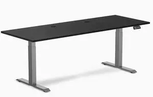 Desky Dual Laminate Sit Stand Desk - Black / 78.7 x 29.5 in with Grommets / Space Gray Desky Dual Laminate Sit Stand Desk - Black / 78.7 x 29.5 in with Grommets / Space Gray