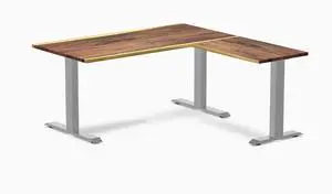 Desky Zero Hardwood L-Shape Office Desk - Saman / 60 x 30 x 62 x 20 in / Gray Desky Zero Hardwood L-Shape Office Desk - Saman / 60 x 30 x 62 x 20 in / Gray